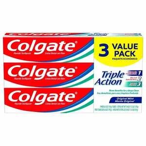Colgate Triple Action Fluoride Toothpaste, Original Mint, 6 oz, 3-Pack